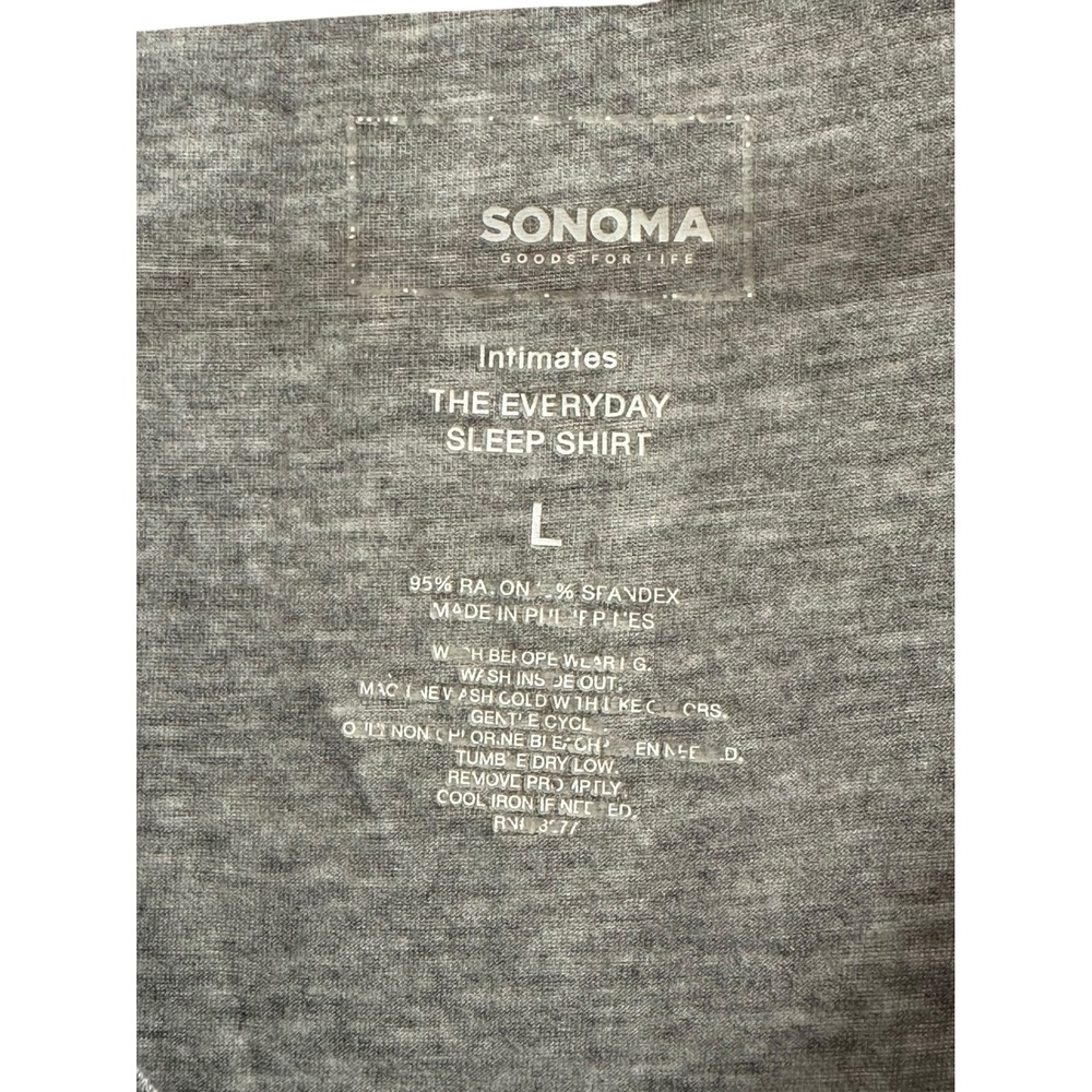 Sonoma Intimates Everyday Sleep‎ Shirt Maxi Dress Gray Size L V Neck Side Slits - Picture 4 of 5
